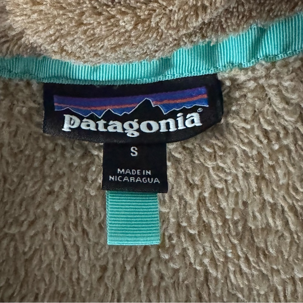 Women’s Patagonia Retool Snap T Pullover Jacket Size Small Fleece Tan Teal EUC - Picture 6 of 7
